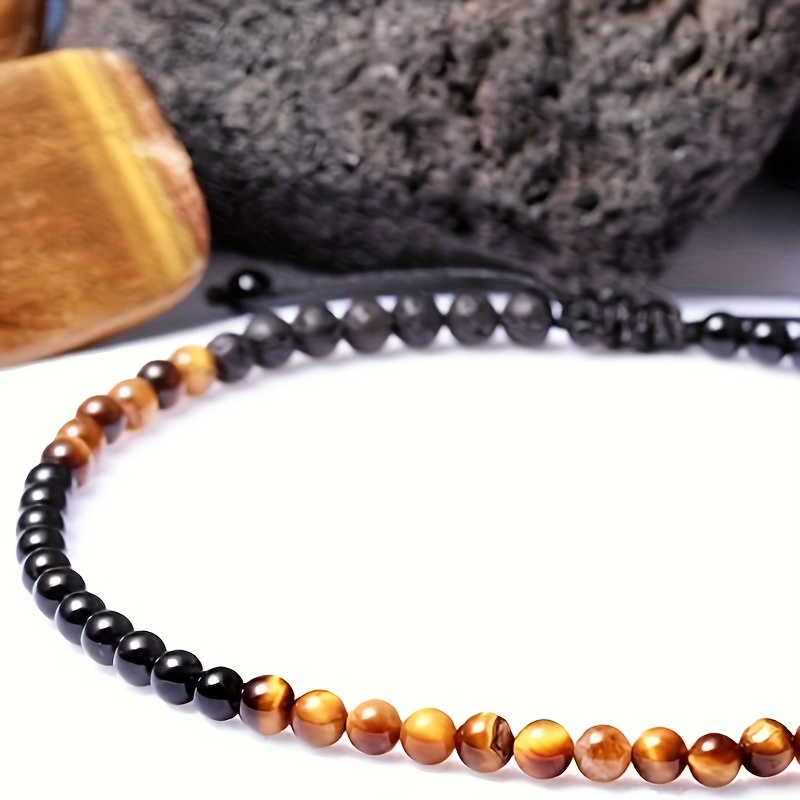 Women's Bohemian Tiger Eye & Black Obsidian Diffuser Anklet